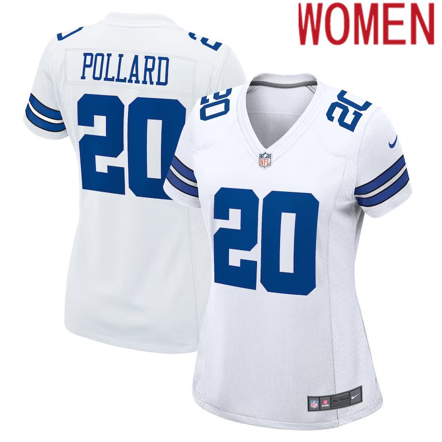 Women Dallas Cowboys #20 Tony Pollard Nike White Game Player NFL Jersey